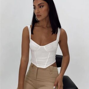 Princess Polly Cream Structured Bustier Crop Top